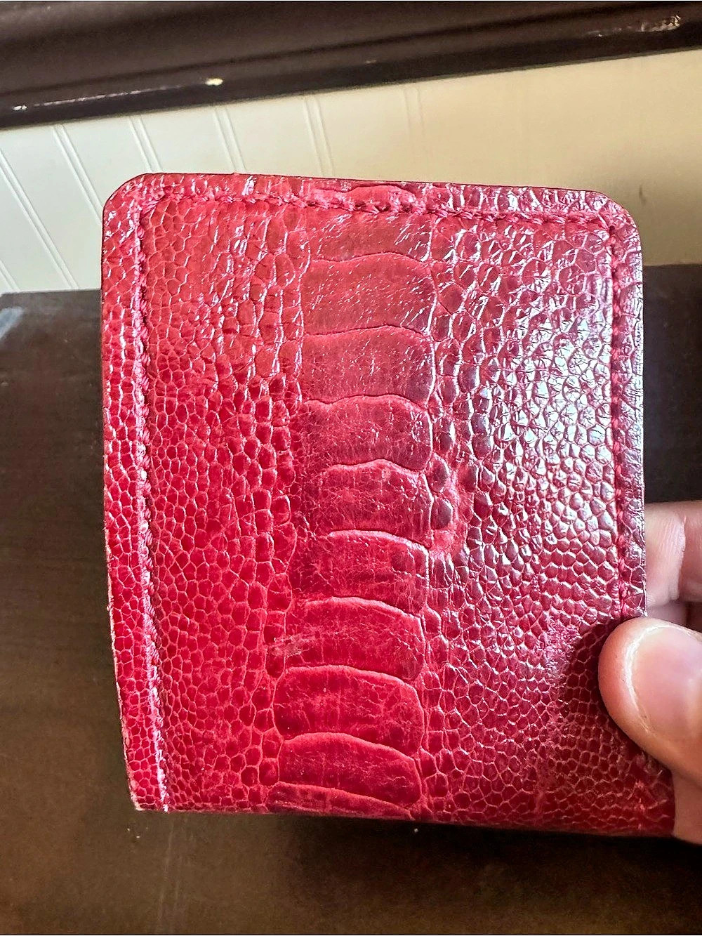 Textured Bi-Fold Wallet in Red